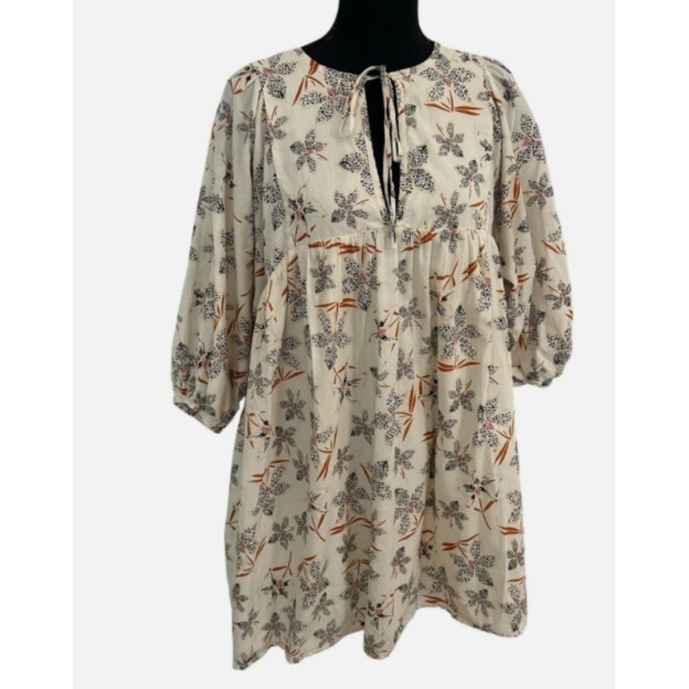 Caballero | Mini Dress Tunic Oversized Boho Cotton Babydoll | Size Large